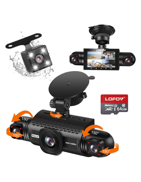 Cámara Dash 360 LOFOV 4 Canales FHD 1080P con 64GB