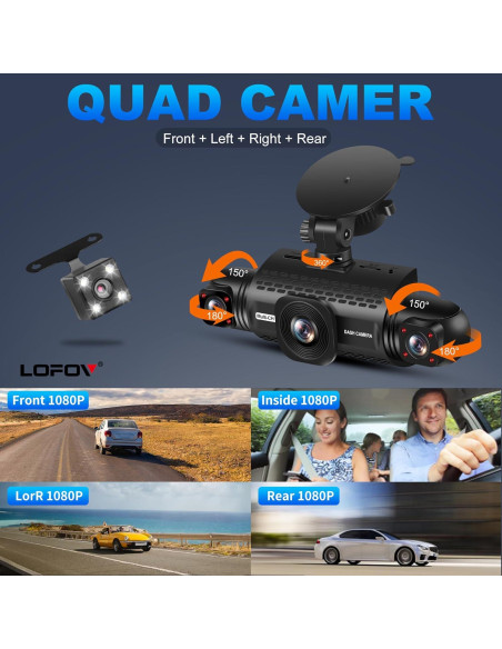 Cámara Dash 360 LOFOV 4 Canales FHD 1080P con 64GB