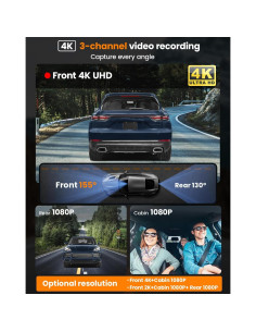 Cámara Dash 4K FitDVR F3 3 Canales con GPS y WiFi 2