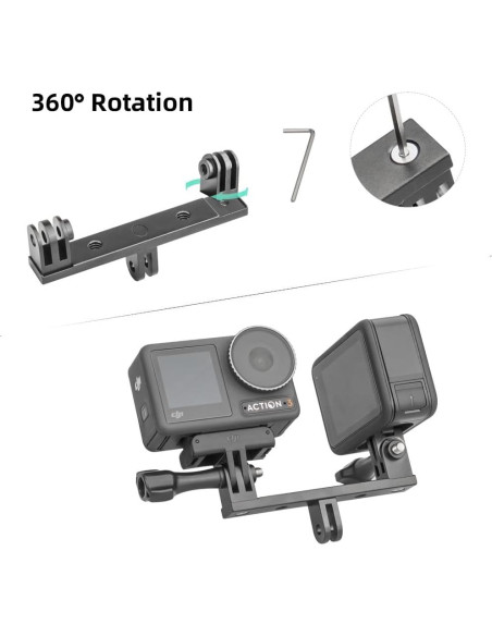 Adaptador Doble de Montaje Aluminio GY-DMA-024 para Cámaras de Acción