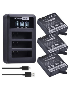 Paquete de 3 Baterías Recargables AZ16-1 + Cargador USB PowerTrust