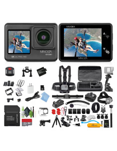 Cámara de Acción Minolta MNX5K1 5K Ultra HD 24MP Kit Completo
