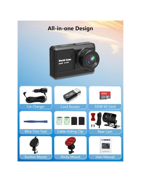 Cámara de Tablero Doble DKK 2.5K Delantera y Trasera