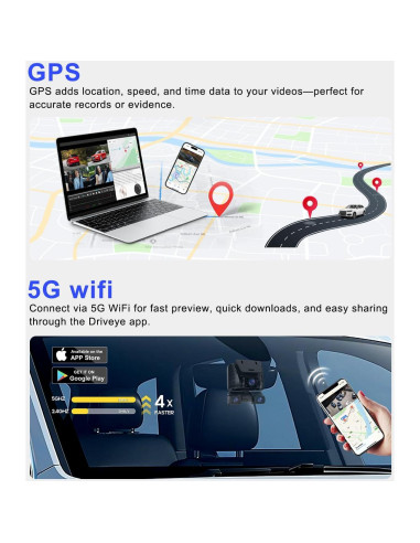 Cámara Dash 4K Driveye D9 con 5 Cámaras y GPS