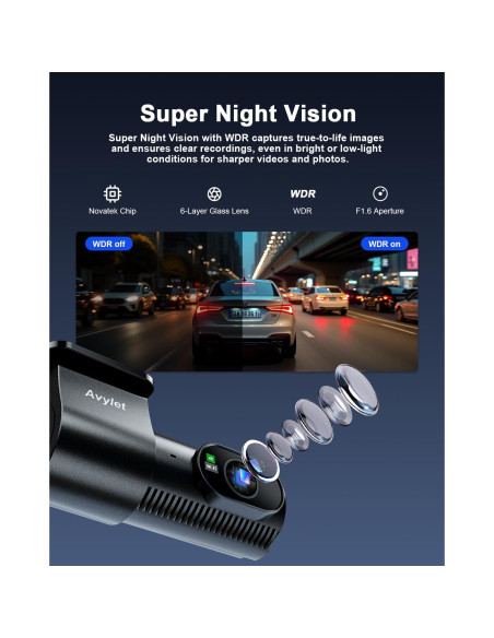 Cámara Dash Avylet 4K Delantera + 1080P Trasera WiFi Cámara Dash Avylet 4K Delantera + 1080P Trasera WiFi