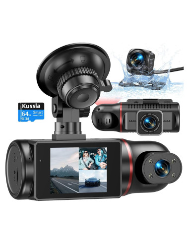 Cámara de tablero Kussla X30 3 canales 1080P con visión nocturna