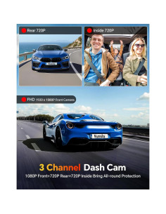 Cámara de tablero Kussla X30 3 canales 1080P con visión nocturna 2