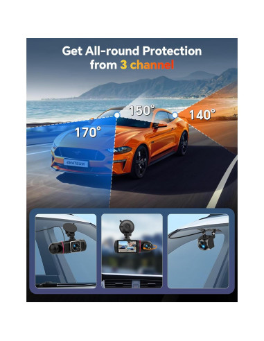 Cámara de tablero Kussla X30 3 canales 1080P con visión nocturna