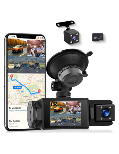 Cámara de Tablero METEESER 1080P 3 Canales con GPS y WiFi