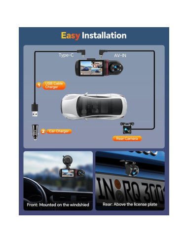 Cámara de tablero Kussla X30 3 canales 1080P con visión nocturna