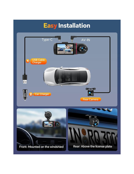 Cámara de tablero Kussla X30 3 canales 1080P con visión nocturna