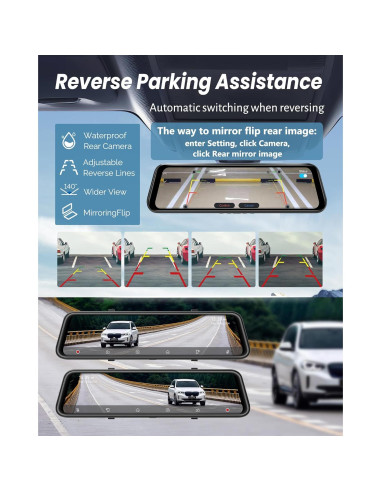 Cámara de Espejo Retrovisor 4K KOUENOM 12" con Carplay