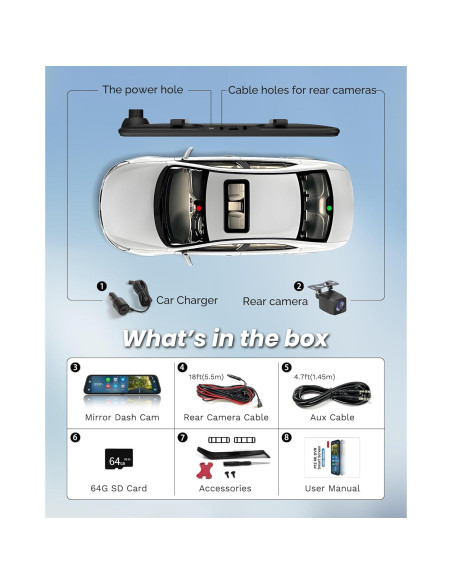 Cámara de Espejo Retrovisor 4K KOUENOM 12" con Carplay