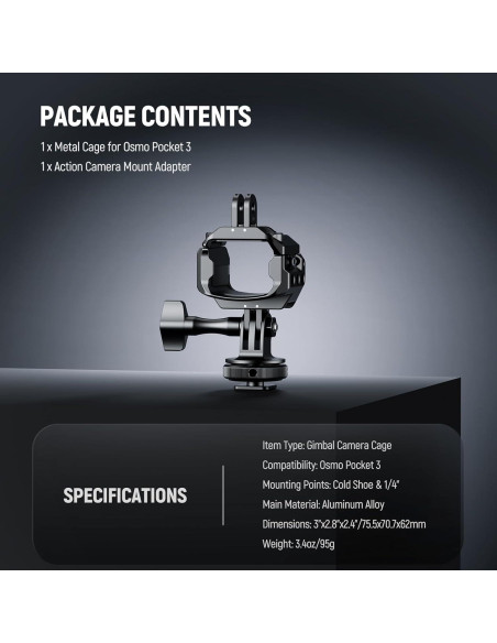 Estructura de Aluminio NEEWER AC009 para DJI Osmo Pocket 3 Estructura de Aluminio NEEWER AC009 para DJI Osmo Pocket 3