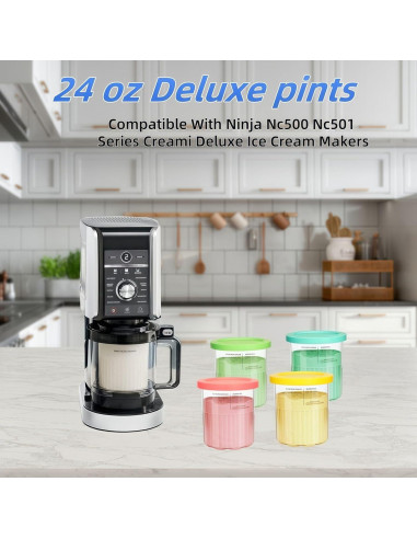 Pints Helado Ninja Creami 24oz 4 Pack Rosa/Verde/Azul/Amarillo