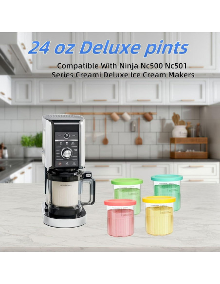 Pints Helado Ninja Creami 24oz 4 Pack Rosa/Verde/Azul/Amarillo