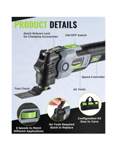 Herramienta Oscilante WORKPRO 20V Inalámbrica 6 Velocidades 2