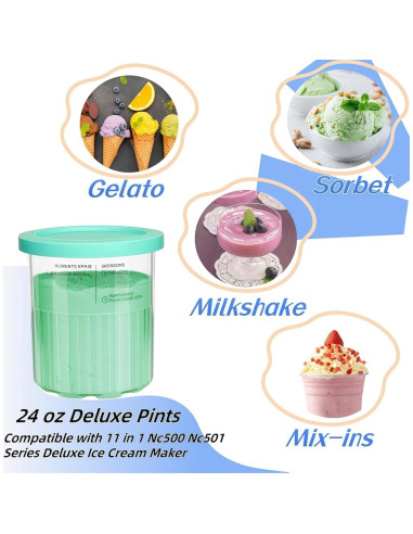 Pints Helado Ninja Creami 24oz 4 Pack Rosa/Verde/Azul/Amarillo