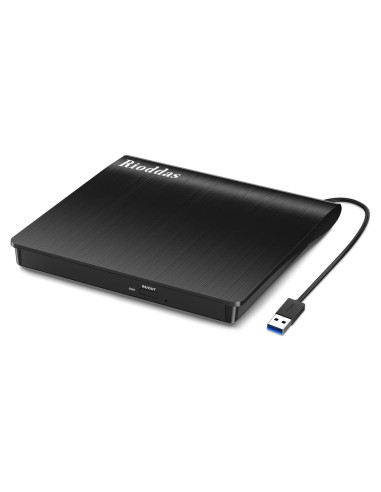 Unidad Externa de CD/DVD Rioddas USB 3.0 16.5x16.3cm
