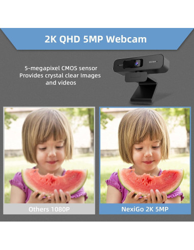 Webcam NexiGo N940P 2K con Zoom y Control Remoto - Negro