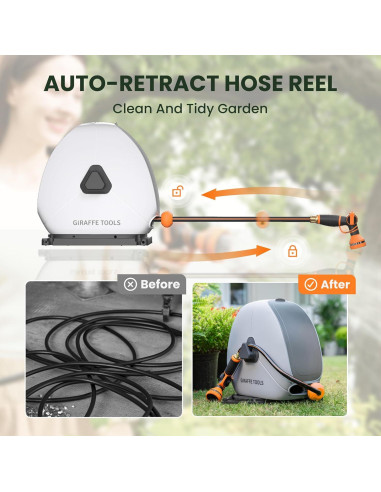 Carrete de Manguera Retráctil Giraffe Tools 28m 5/8" Automático