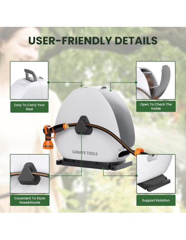 Carrete de Manguera Retráctil Giraffe Tools 28m 5/8" Automático