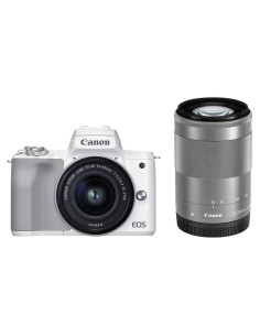 Cámara Canon EOS M50 Mark II Blanca + Lentes 15-45mm y 55-200mm