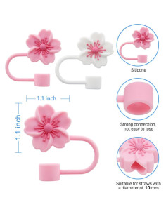 Tapa de Pajita de Silicona Meitesti 10 mm 4 Piezas Sakura 2