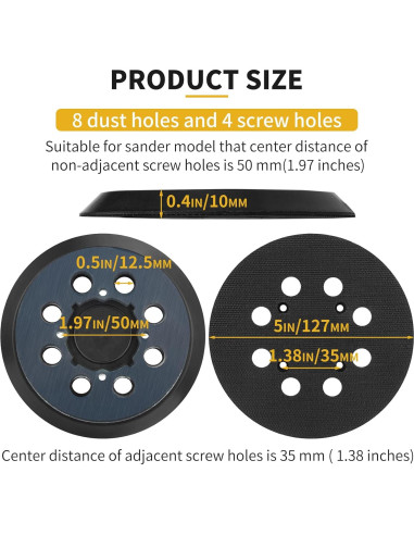 Pad de Lijadora Dewalt 5" 2 Pack Gancho y Bucle