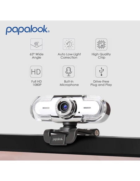 Webcam Papalook PA452 Full HD 1080P con Micrófono USB
