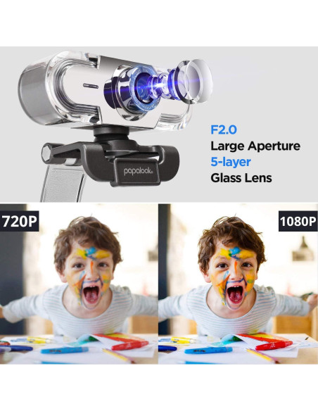 Webcam Papalook PA452 Full HD 1080P con Micrófono USB