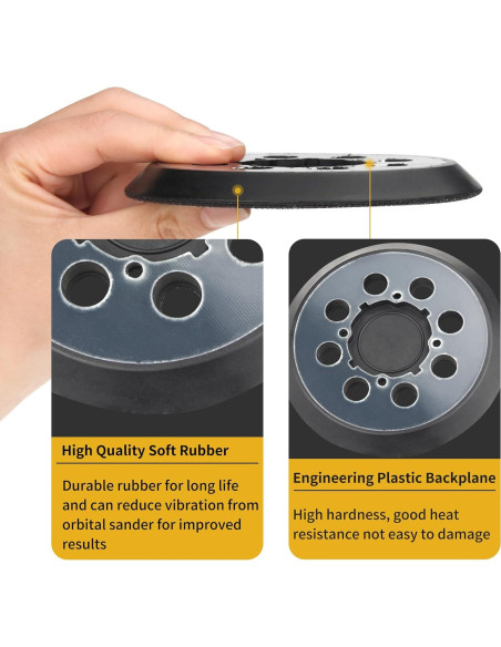 Pad de Lijadora Dewalt 5" 2 Pack Gancho y Bucle