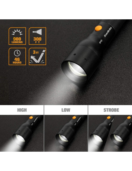 Linterna Táctica EverBrite 900 Lúmenes Zoomable 3 Modos