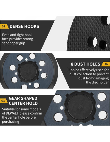 Pad de Lijadora Dewalt 5" 2 Pack Gancho y Bucle