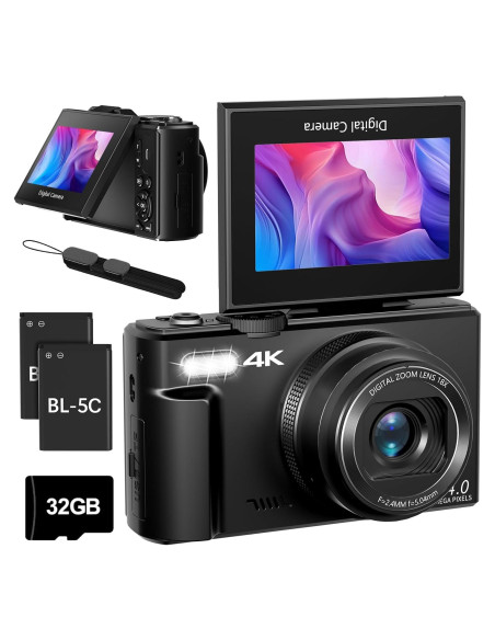 Cámara Digital Maenlans 4K 64MP Compacta con Zoom 18X