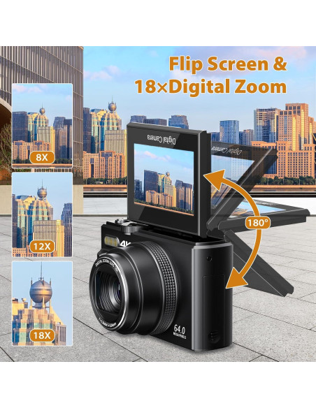 Cámara Digital Maenlans 4K 64MP Compacta con Zoom 18X