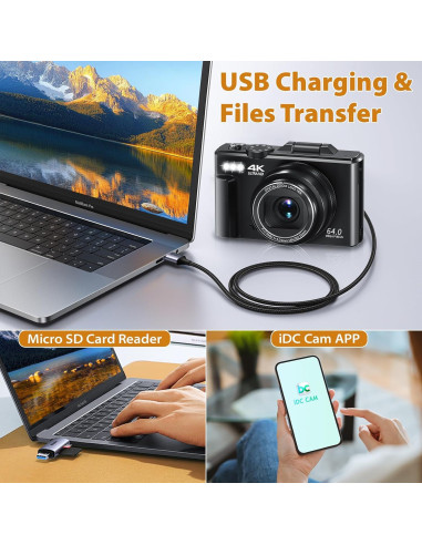 Cámara Digital Maenlans 4K 64MP Compacta con Zoom 18X