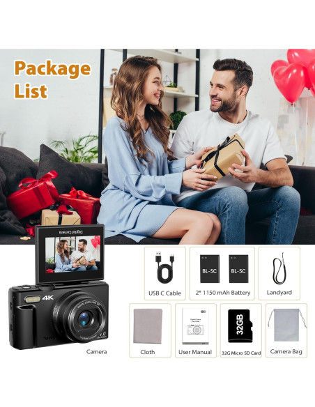 Cámara Digital Maenlans 4K 64MP Compacta con Zoom 18X