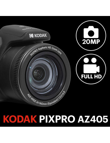 Cámara Digital KODAK PIXPRO AZ405-BK 20MP 40X Zoom Óptico