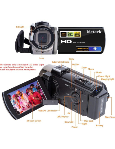 Cámara Digital Kicteck 604s Full HD 1080P 24MP Zoom 16X