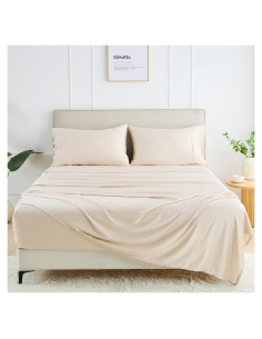 Juego de Sábanas Queen GOKOTTA 4 Piezas Rayón Bambú 300 Hilos