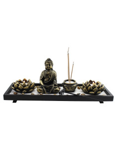 Jardín Zen de Mesa Buda Multicolor 12 Piezas Decoración