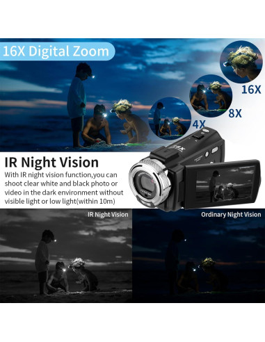 Cámara de Video Ordro HDV-V12 1080P Infrarroja con 16GB