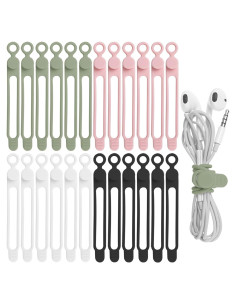 Correas de Silicona Nearockle 24 Pcs Organizador de Cables