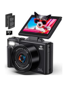 Cámara Digital 5K Pedtail 75MP Autofoco 18X WiFi 3"