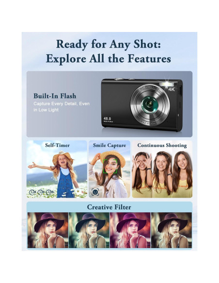 Cámara Digital 4K IGXHAVIZ DC402 48MP Compacta con Zoom 16X