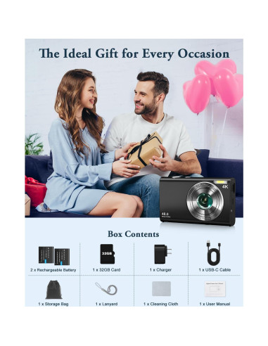 Cámara Digital 4K IGXHAVIZ DC402 48MP Compacta con Zoom 16X