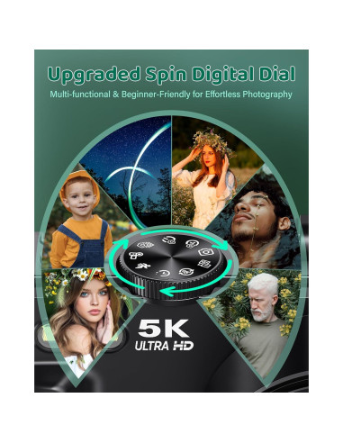 Cámara Digital 5K Pedtail 75MP Autofoco 18X WiFi 3"