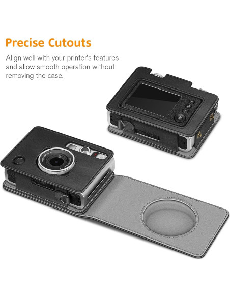 Funda Protectora Fintie para Cámara Fujifilm Instax Mini EVO - Cuero Vegano Premium Negro