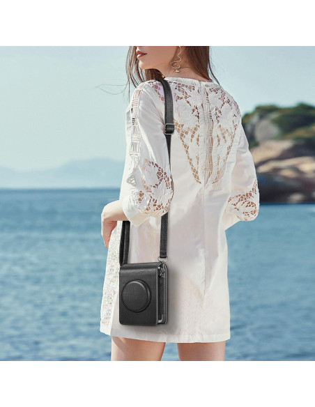 Funda Protectora Fintie para Cámara Fujifilm Instax Mini EVO - Cuero Vegano Premium Negro